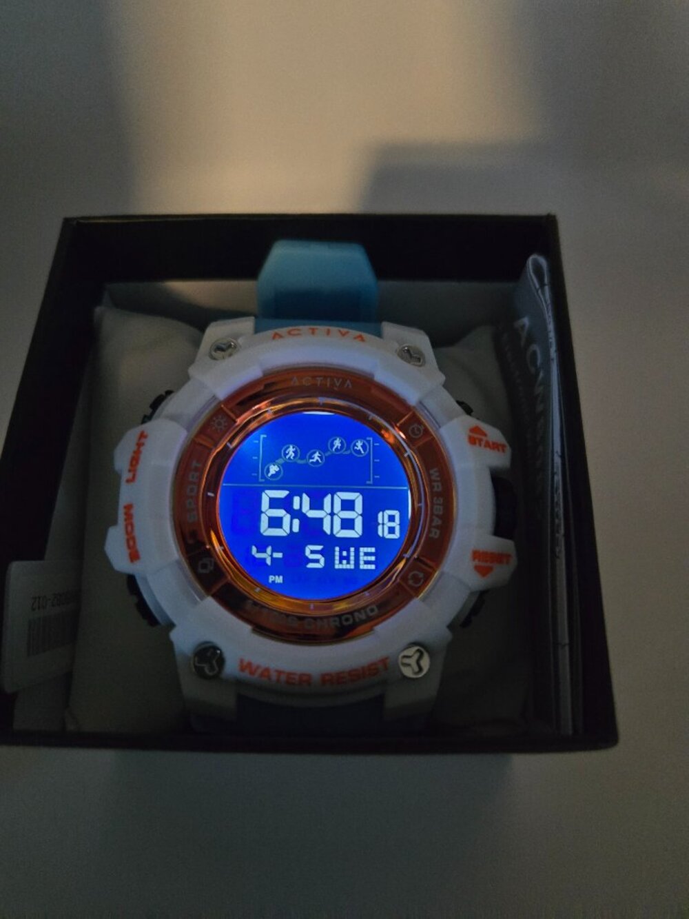 Activa by Invicta 50mm ACW8082-012 Waterproof Mens Watch Blue, Whiite and Orange